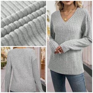 Women' Long Sleeve V Neck Shirts 2025 Fall Tops Casual Outfits Blouses Pullover